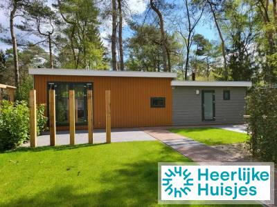 Moderne 6-persoons bungalow met met omheinde tuin midden in het bos op de Veluwe